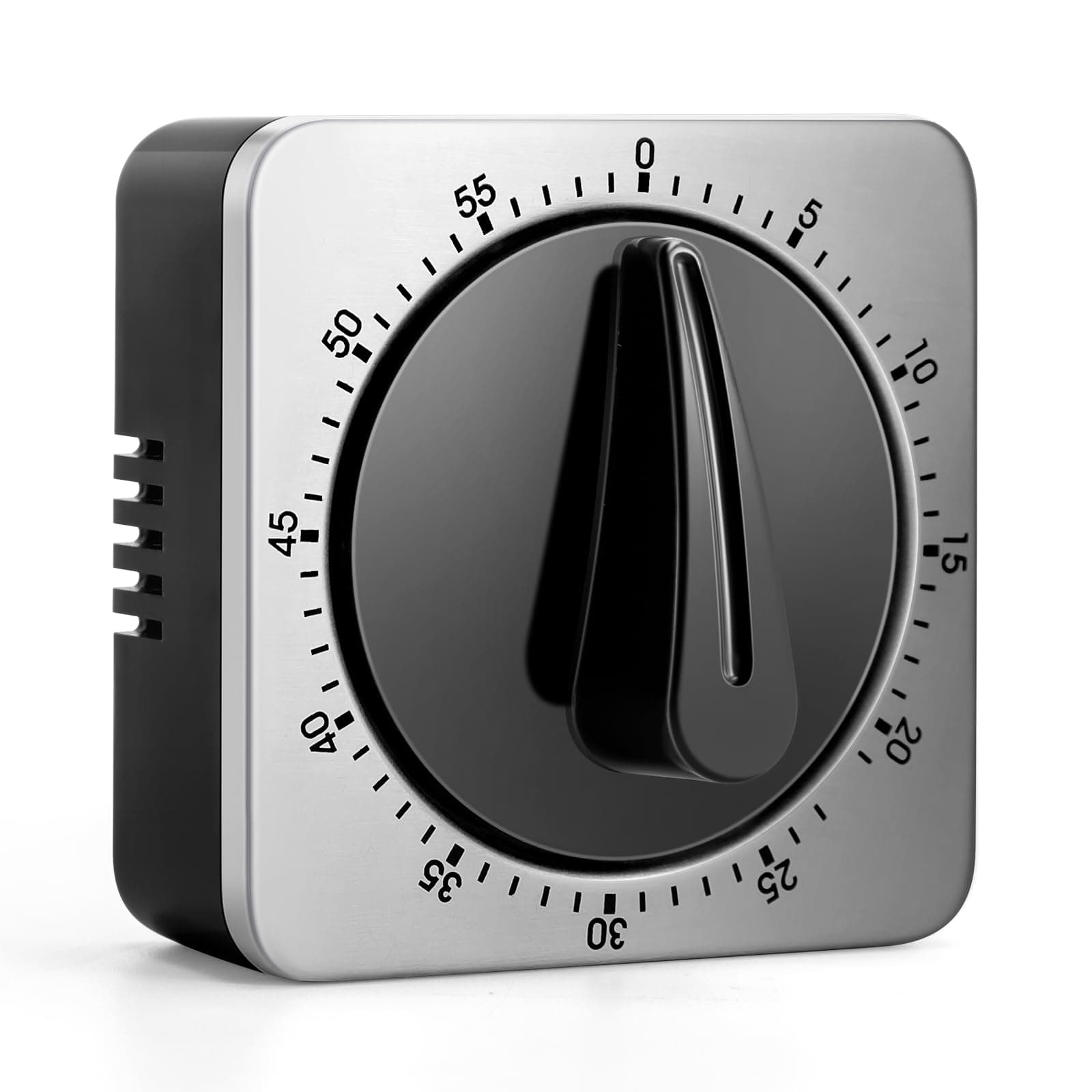 Albayrak Kitchen Timer, Chef Cooking Timer Clock with Loud Alarm, No Batteries Required, 100% Mechanical - Magnetic Backing, Exquisite Stainless Steel Body - Countdown Reminder - Silver 1Pack…