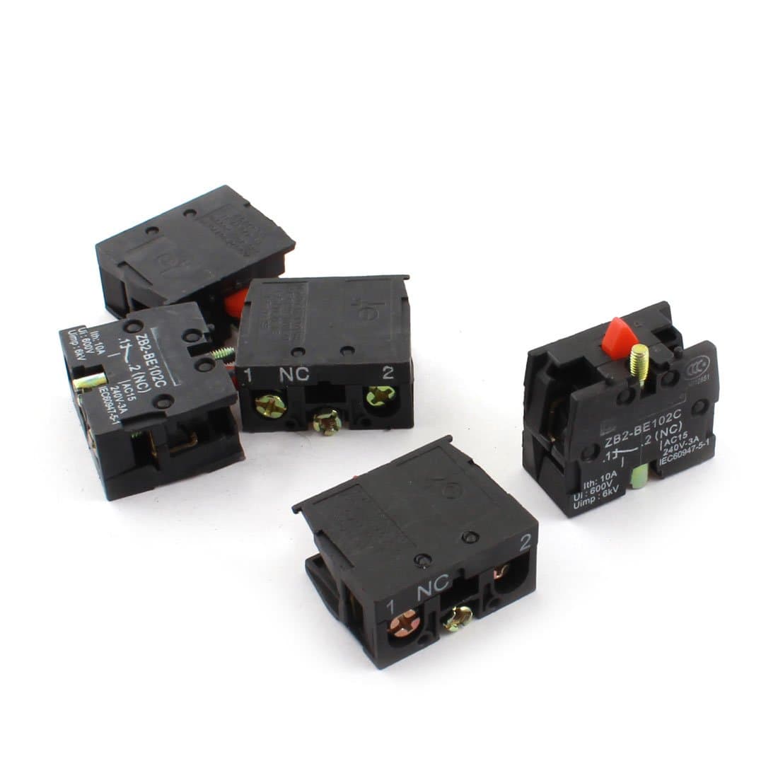 uxcell 5Pcs AC600V 10A NC Momentary Pushbutton Switch Auxiliary Contact Block