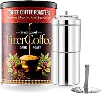 South Indian Filter Coffee (200 gms) + Free Filter Coffee Maker (220ml, 3-4Cups) | As Seen On Shark Tank | Specialty Blend | Traditional Dark Roast Signature Filter Coffee