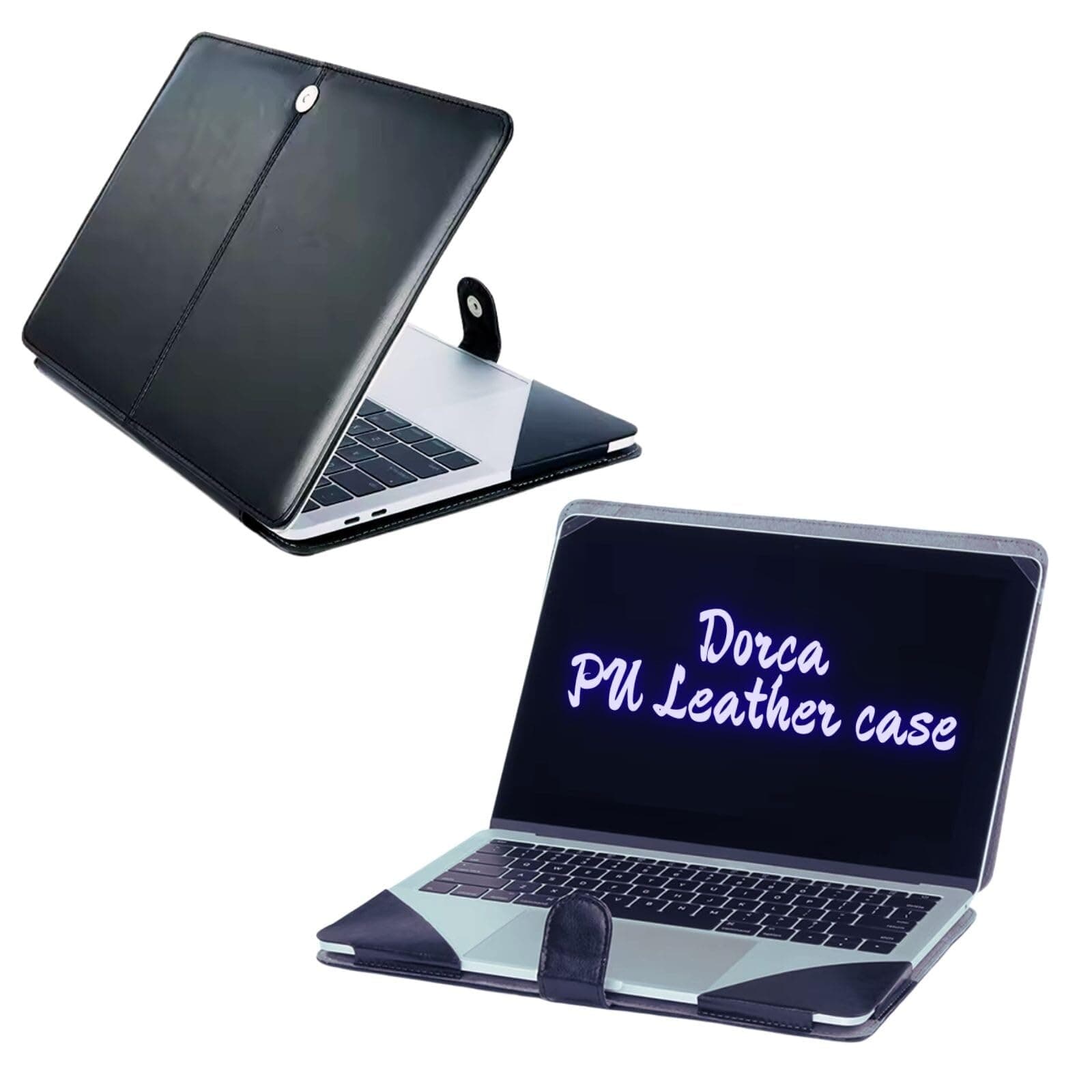 PU Leather Protective Folio Case for Laptops ASUS VivoBook 15 (2020) 15.6-inches X515JA-EJ322TS, X515JA-EJ372TS - Black