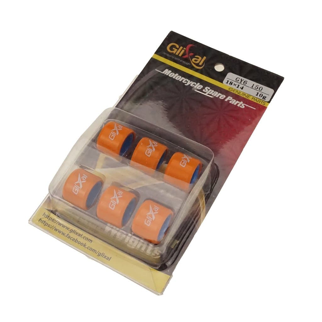 Glixal ATKS-04018 18x14mm High Performance Racing Variator Roller Weights Set 152QMI 157QMJ GY6 125cc 150cc Scooter Moped ATV Go-Kart (10 gram)