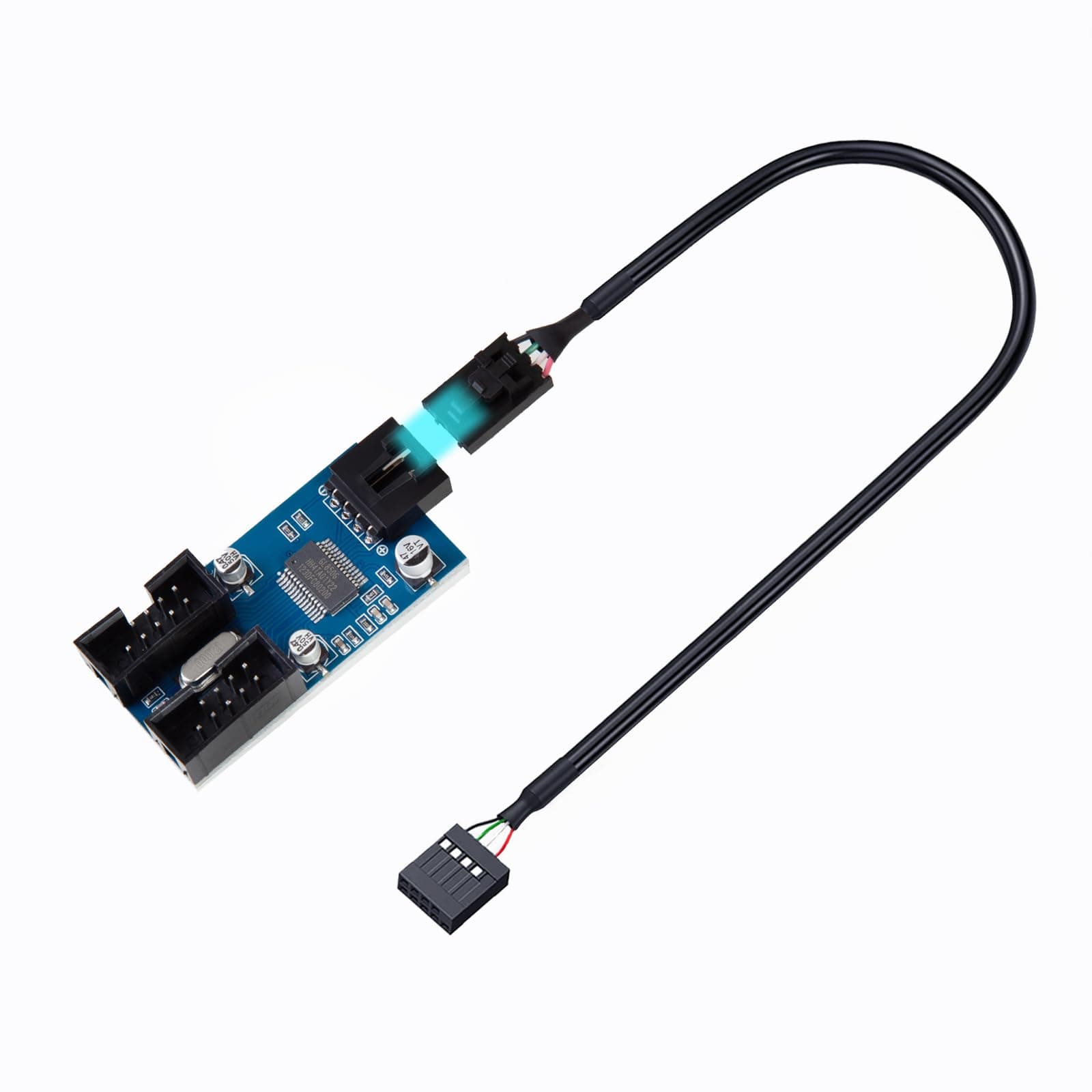 Motherboard USB Splitter 1 into 2 PC Internal USB Splitter Adapter Male 1 to 2 Female USB Motherboard Splitter- 30CM Cable USB 9pin Internal USB Splitter Port Multiplier