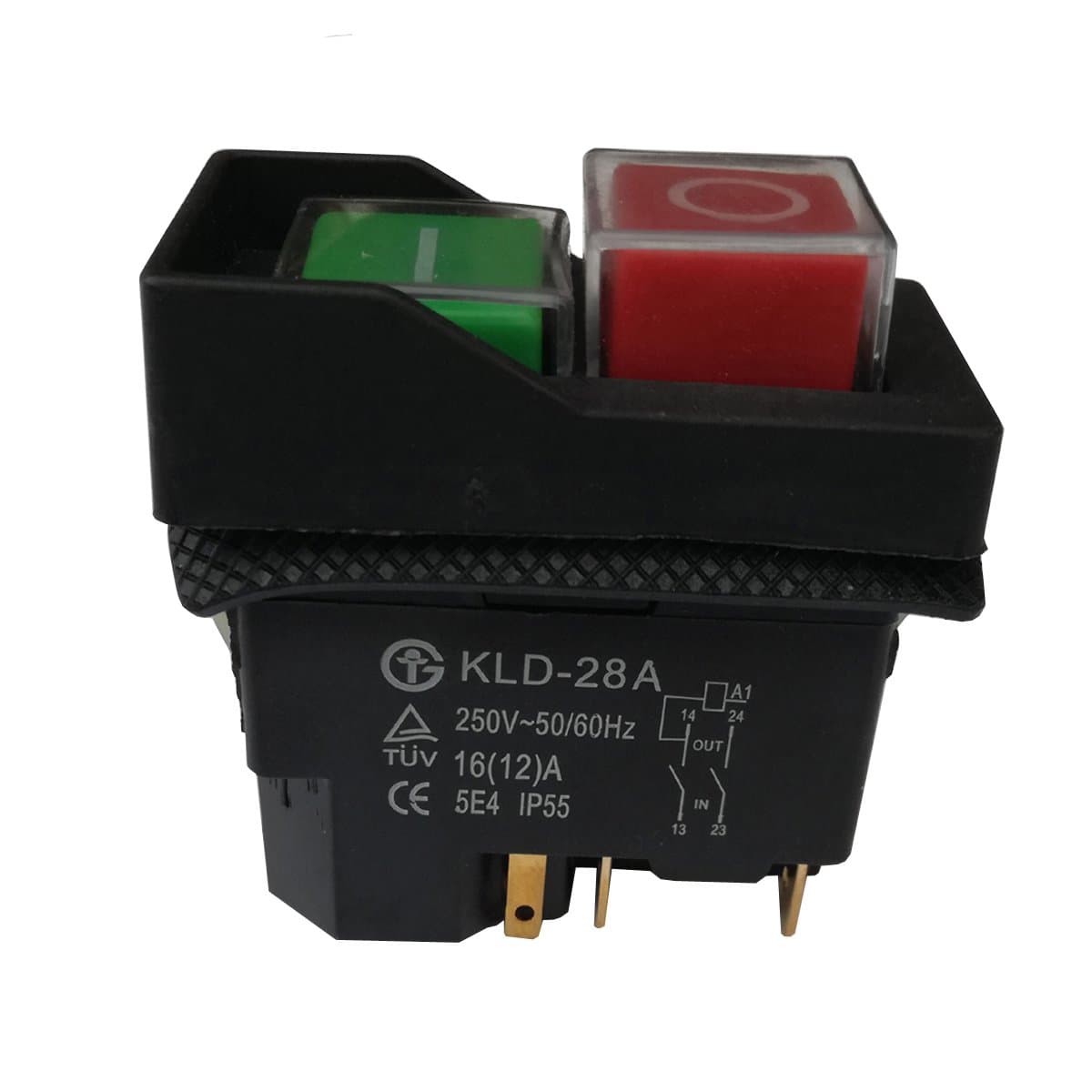 5Pins Slicer Waterproof Magnetic Explosion-proof Push Button Switch, Magnetic Starter Electromagnetic Switches, Kld-28A 5E4 IP55 250V, Pack of 2pcs, Black Color