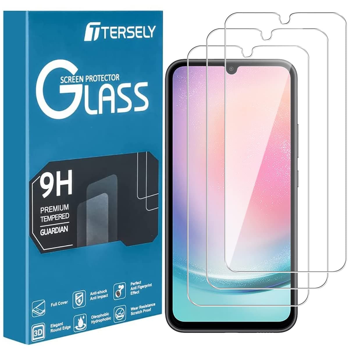 T Tersely [3-Pack] Tempered Glass Screen Protector for Samsung Galaxy A24 2023, Case Friendly, Ultra-Clear, Shatterproof, Anti-Scratch Film for Enhanced Protection