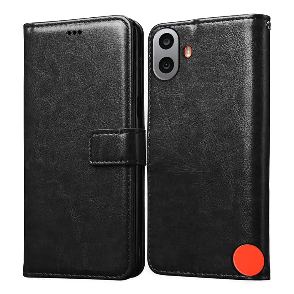 Flip Cover Back Case for CMF by Nothing Phone 1 5G | Premium Leather Finish | Inbuilt Pockets & Stand | Flip Cover Back Case for CMF by Nothing Phone 1 5G (Black)