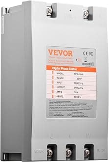 VEVOR 3 Phase Converter - 20HP 70A 220V Single Phase to 3 Phase Converter, 220V-240V Input/Output, Digital Phase Shifter for Residential & Light Commercial Use (One Converter for One Motor Only)