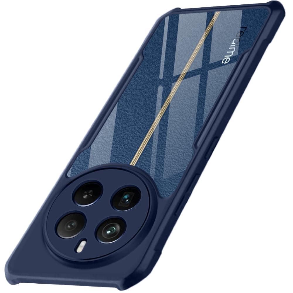 Shockproof Crystal Clear Realme 12 Pro / 12 Pro Plus 5G / Realme P1 Pro 5G Back Cover Case | 360 Degree Protection | Shock Proof Design | Transparent Back Cover (PC & TPU, Blue Bumper)