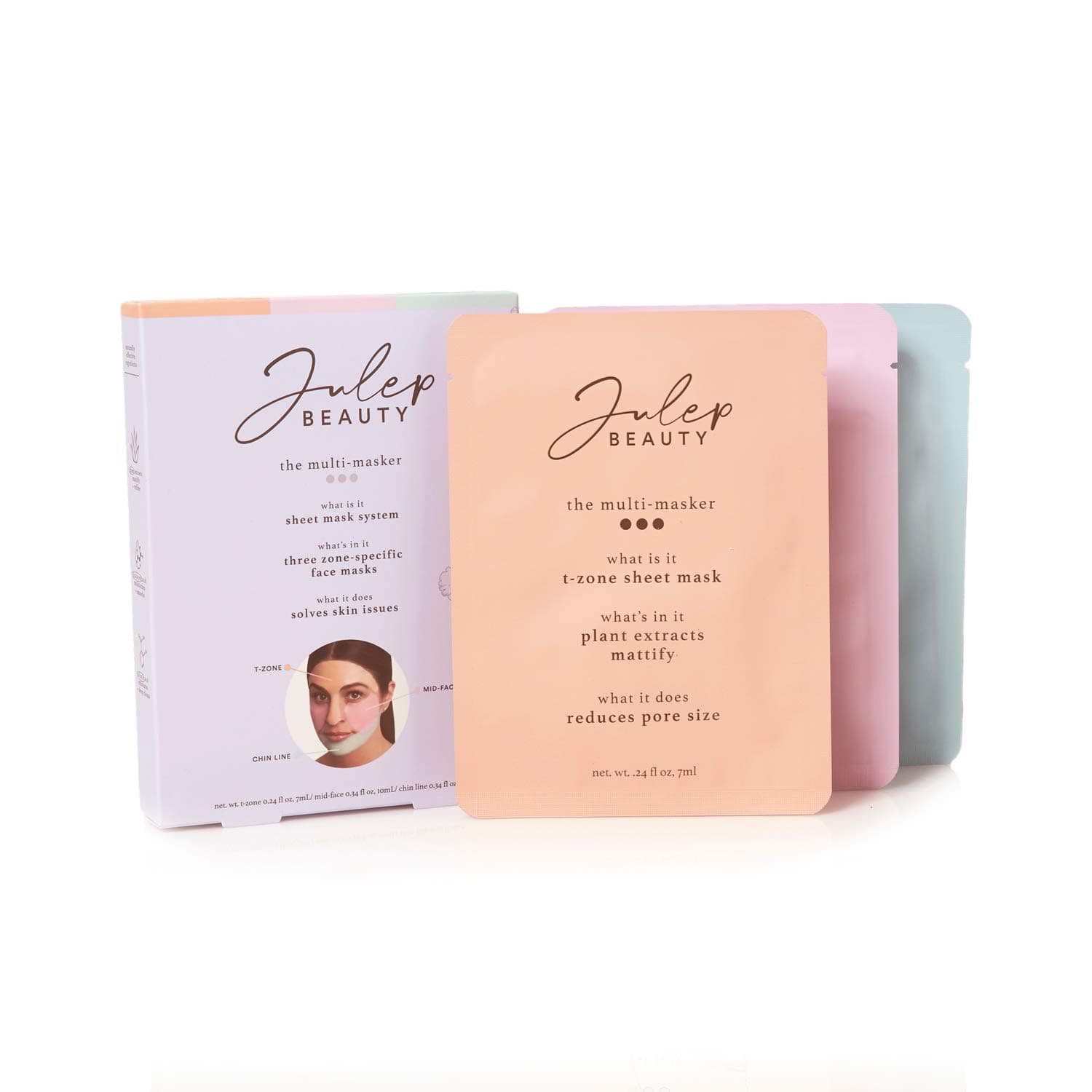 Julep The Multi Masker Full Face Mask System for T-Zone, Mid Face and Chin Line for Perfect Glowing Skin
