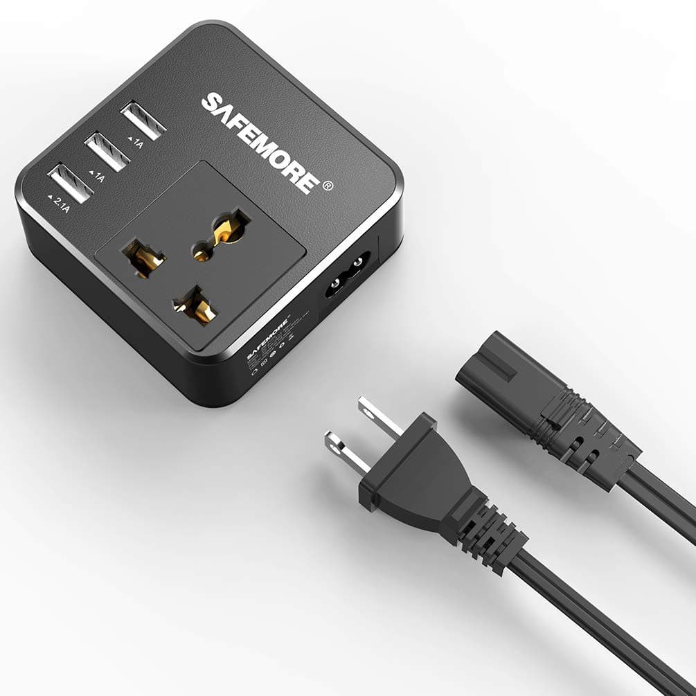 Portable Cube Power Strip 1 AC Outlet and 3 USB Charger(Total 3.1A), SAFEMORE Desktop Charging Station Universal Power Plug with Detachable Extension Cord for Nightstand & Travel - Black
