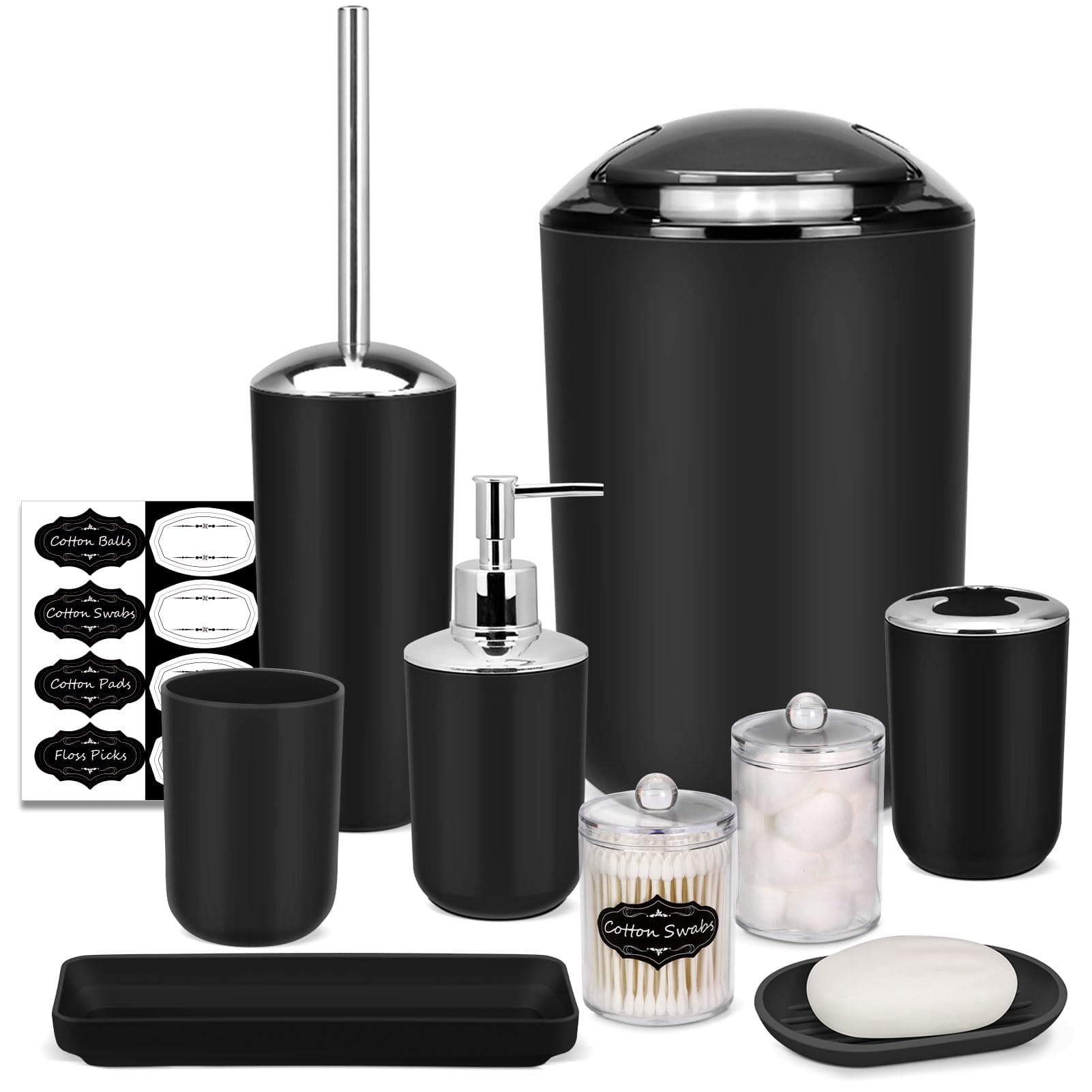 8-Piece Black Bathroom Accessories Set