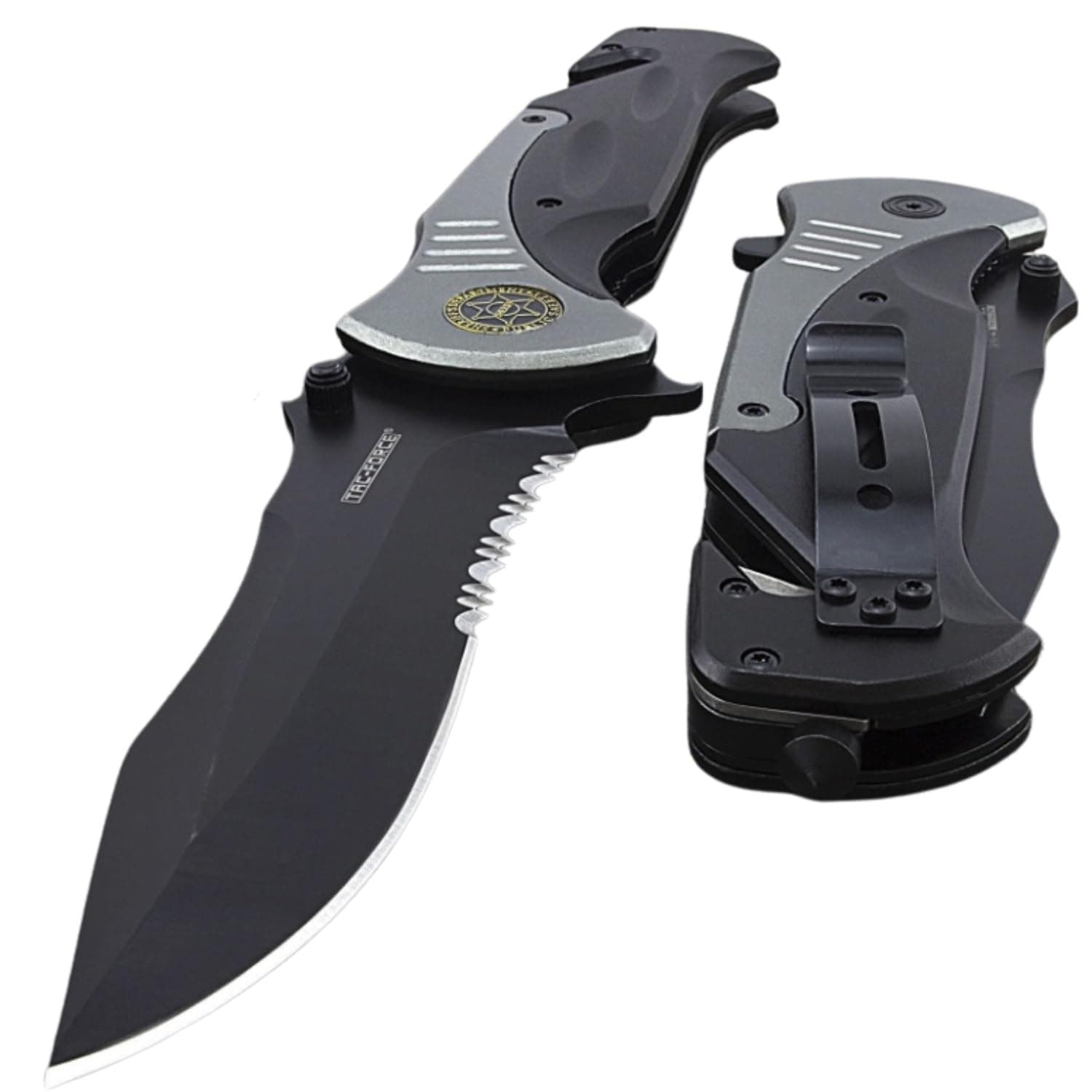 Extra Large Grey 10.5" Folding Blade Assisted Open Pocket Knife