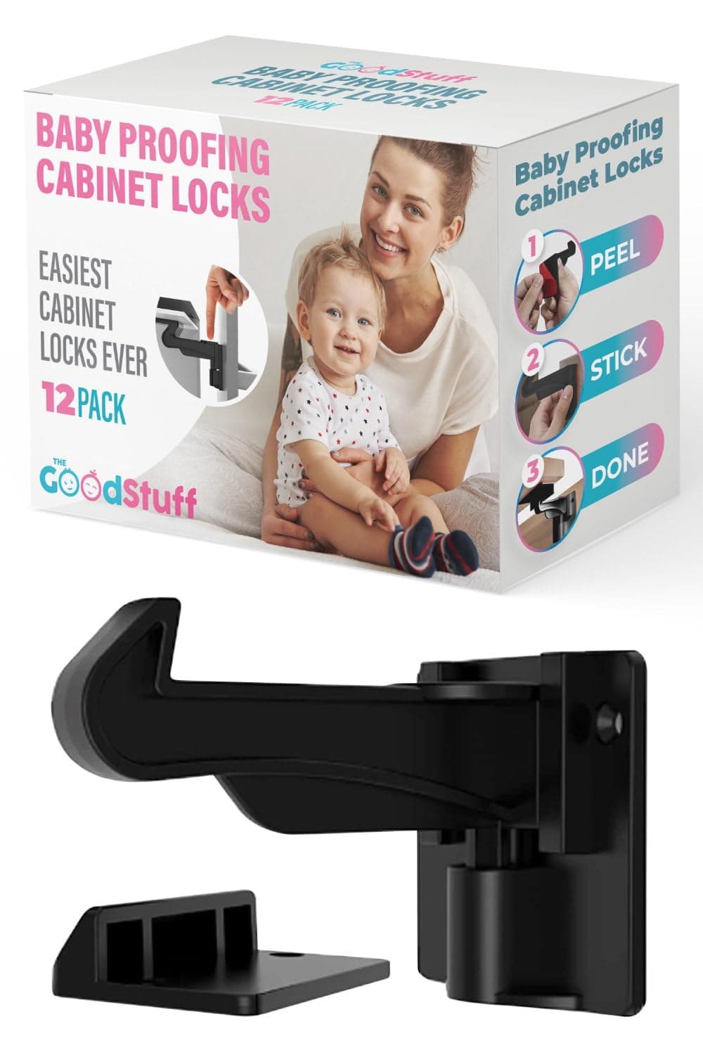 Invisible Cabinet Locks for Baby Proofing – No Tools Needed – Secure Drawers & Cabinets Instantly – 12 Pack