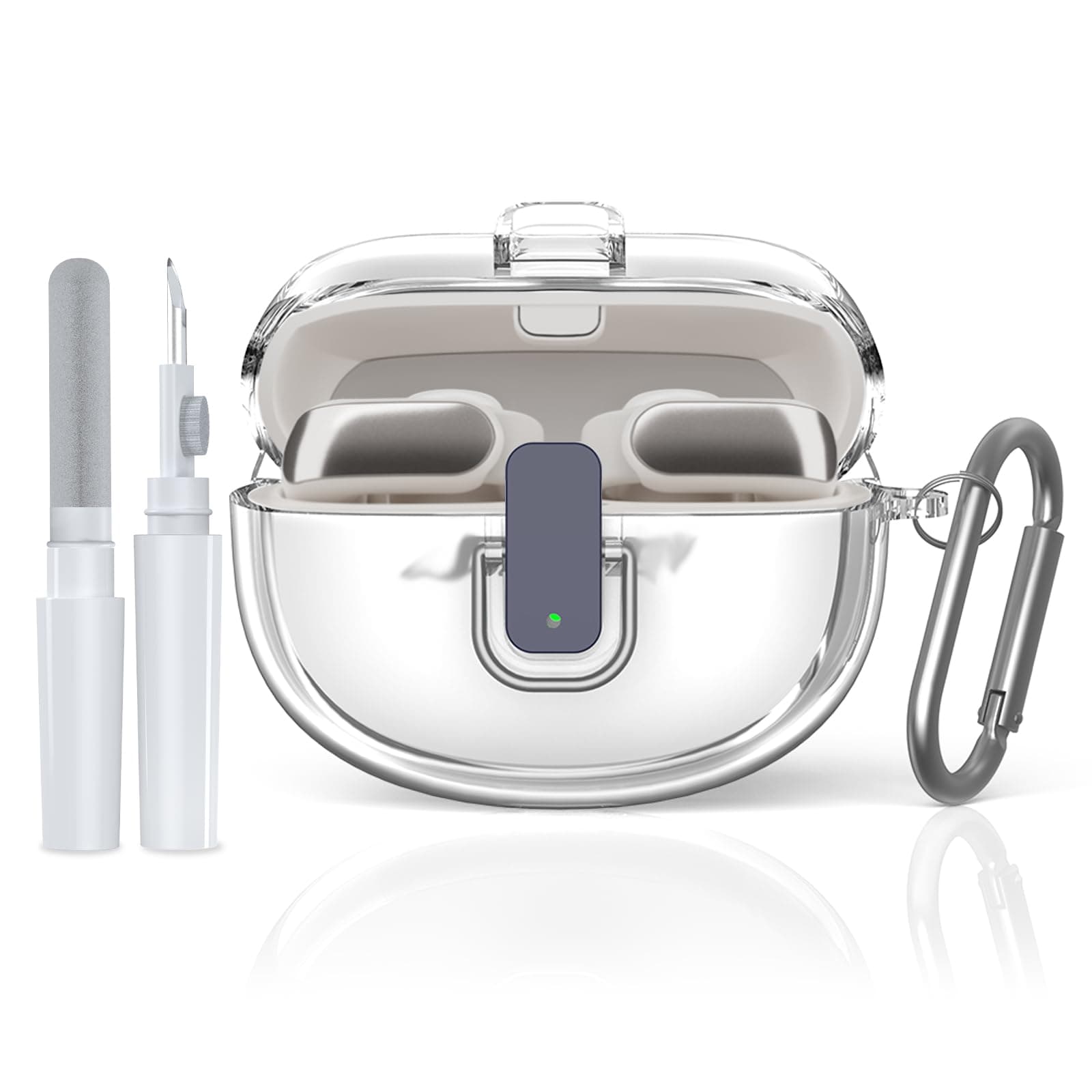 [Secure Lock] for Bose Ultra Open Earbuds Case(2024), TUDIOW Clear TPU Shockproof Protective Cover for Bose Open Ear Wireless Earbuds Accessories with Cleaning Kit& Keychain (Clear)