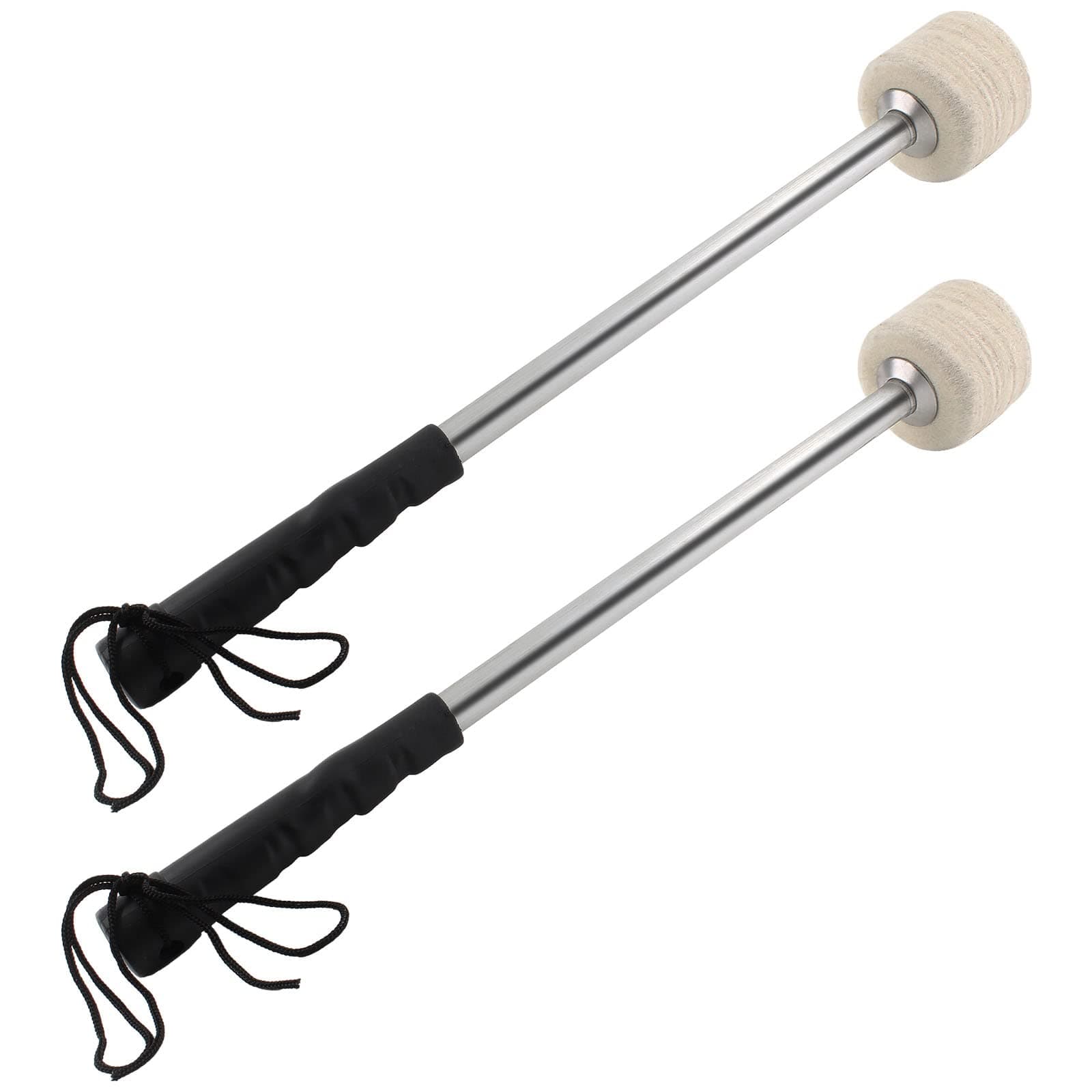 2 Pcs Drum Mallet 13.8 Inches Length, Wool Felt Drum Stick, Anti-slip Bass Percussion Sticks, Instrument Band Accessory Part for Drums Snare Drums, Beige White