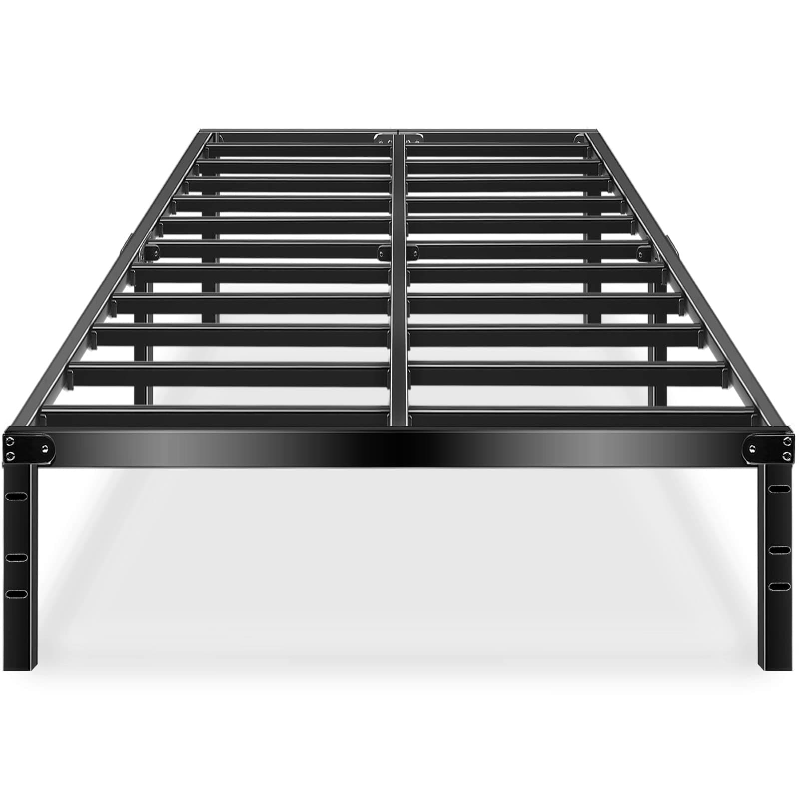 Black Queen Bed Frame Metal No Box Spring Needed 14 Inch Platform Heavy Duty Beds Frames with Storage, BQ