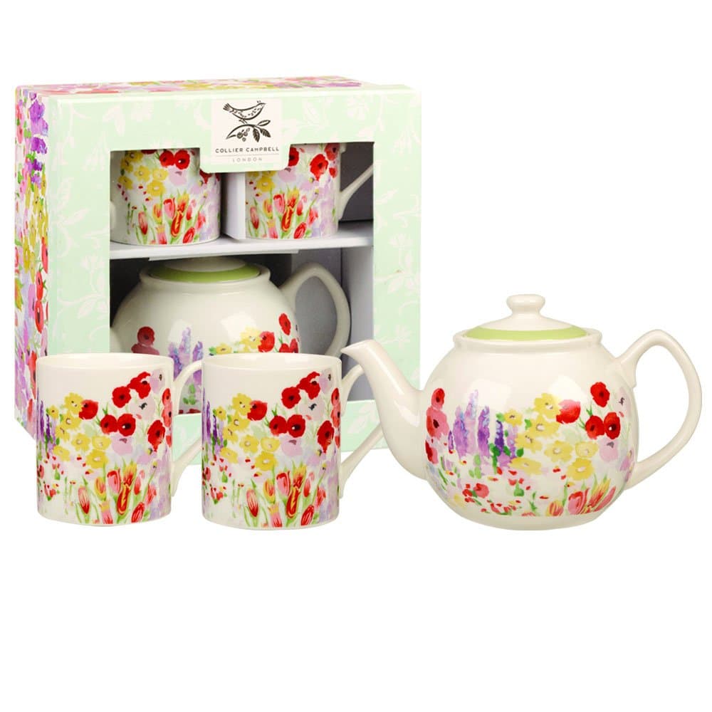 Painted Garden Tea for Two Set, Ceramic, Multi, 24 x 23 x 14 cm