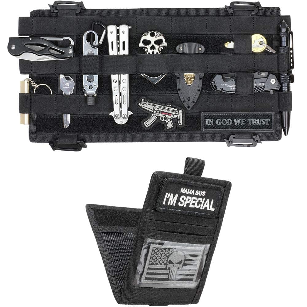 WYNEX Molle Visor Panel Organizer, Tactical Car Sun Visor Cover Molle Webbing Compatible Elastic Slots Vehicle Visor Storage Holder Pouch with 3 Elastic Strap Compatible F150 F550