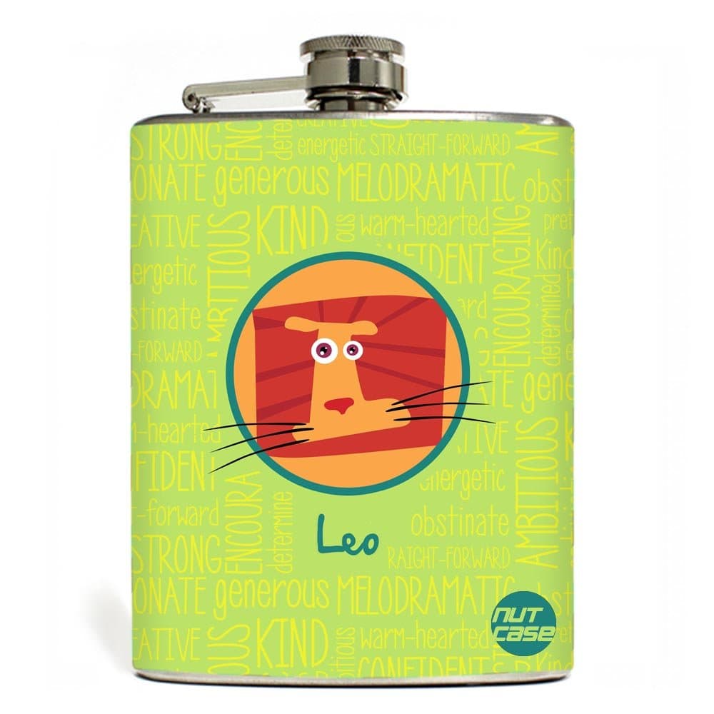 Designer Hip Flask 7 Oz Nutcase - - Star Signs - Leo