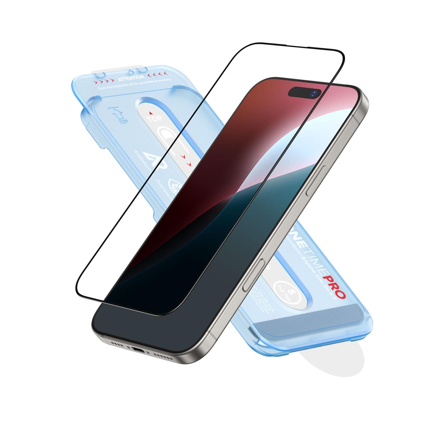 NanoArmour ONETIME PRO for iPhone 16 Screen Protector, Anti-Reflective, PolarSpectra Anti-Rainbow, Tempered Glass, Ultra Clear, Infinity Edge, Easy Install, Dust-Free, Scratch Resistant