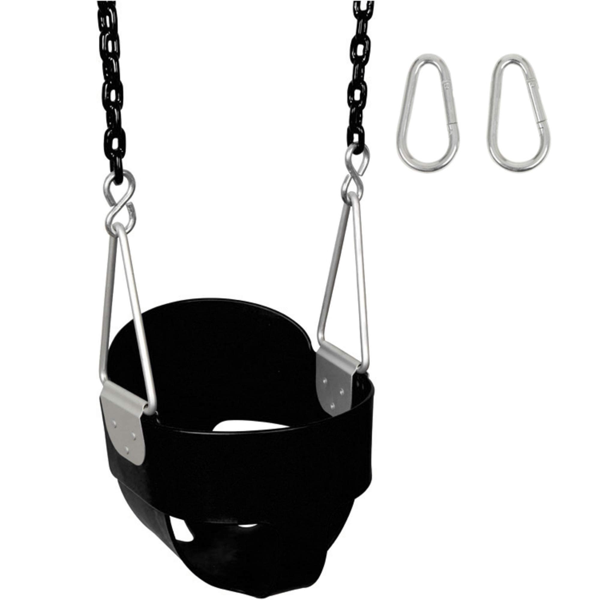 Swing Set Stuff Inc.Highback Full Bucket (Black) with 5.5 Ft. Coated Chain and SSS Logo Sticker