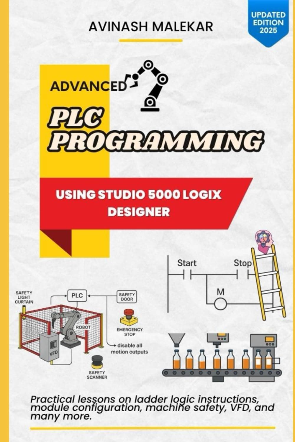 Independently published Advanced PLC Programming using studio 5000 Part 1: Practical lessons on ladder logic instructions, module configuration, machine safety, VFD, etc. (Industrial automation)