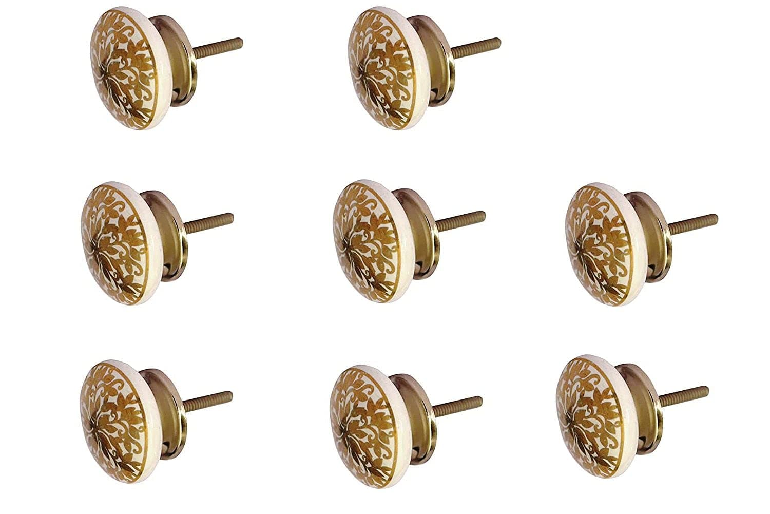 Ceramic knobs for Drawer, Dresser, Wardrobe, Cabinet, cupboards, Standard Size Golden Color