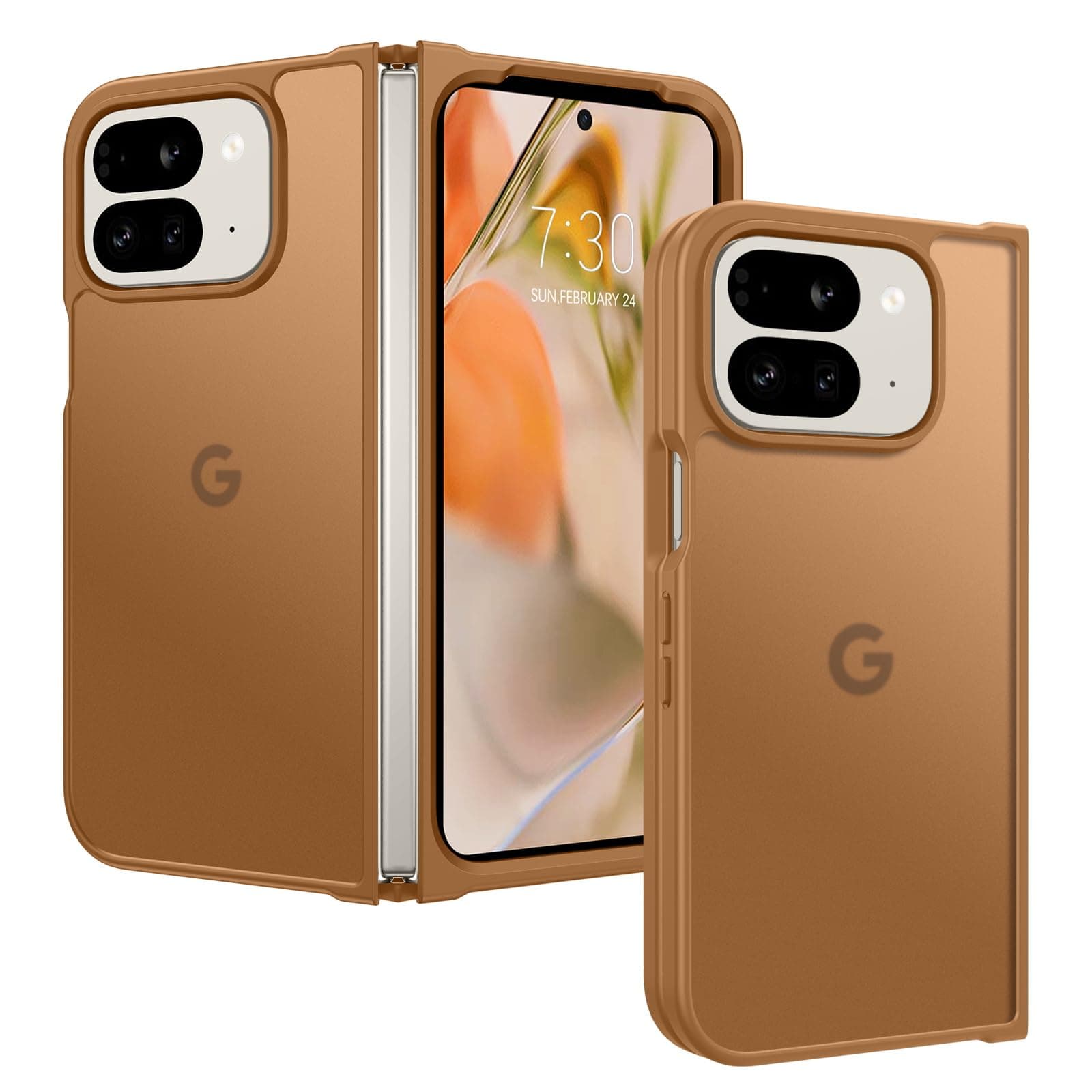 BENTOBEN for Google Pixel 9 Pro Fold Case, Translucent Matte Reveal Logo Slim Thin Shockproof Anti-Yellow Lightweight Women Men Boys Girls Protective Phone Cover Cases for Pixel 9 Pro Fold 8.0", Brown