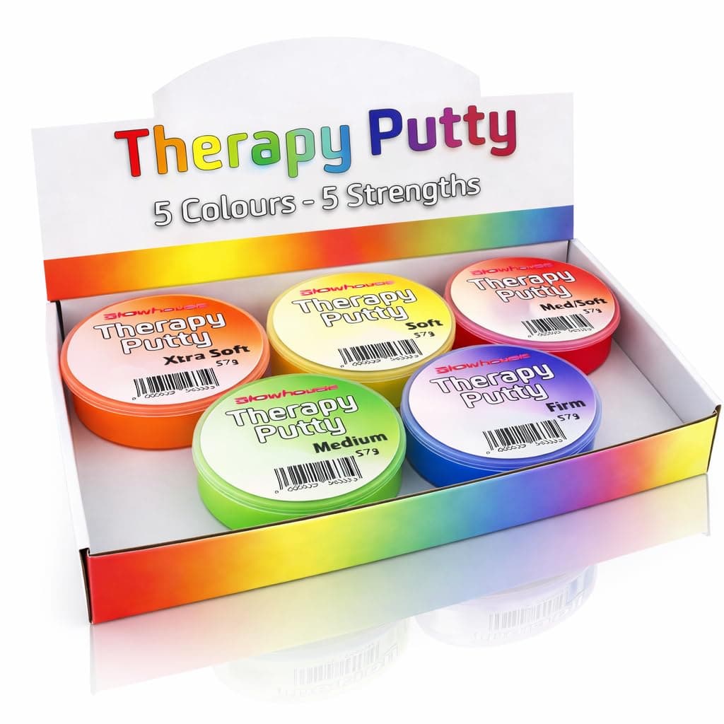Therapy Putty Set for Hand Exercise & Physio Rehab – 5 Levels (Extra Soft to Firm) – Grip Strength Trainer for Arthritis, Carpal Tunnel, Stroke Recovery & Stress Relief (5 x 57g)