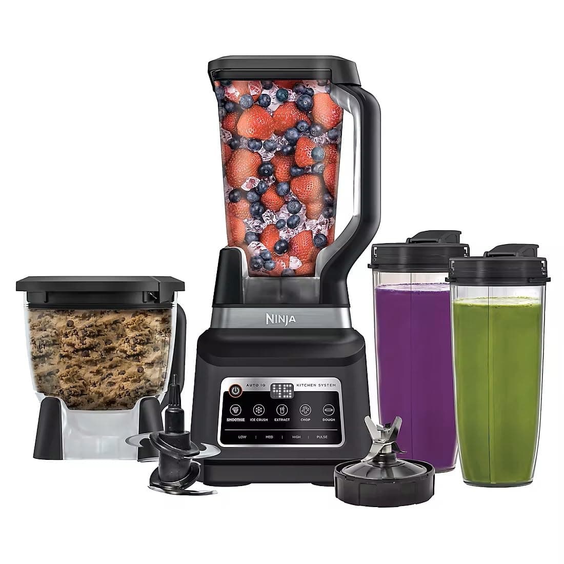 BN805A Pro Plus Kitchen System, 1400W, 5-in-1: Smoothies, Chop, Dough, Auto IQ, 72oz Blender Pitcher, 64oz Processor Bowl, 2x32oz Cups, Black