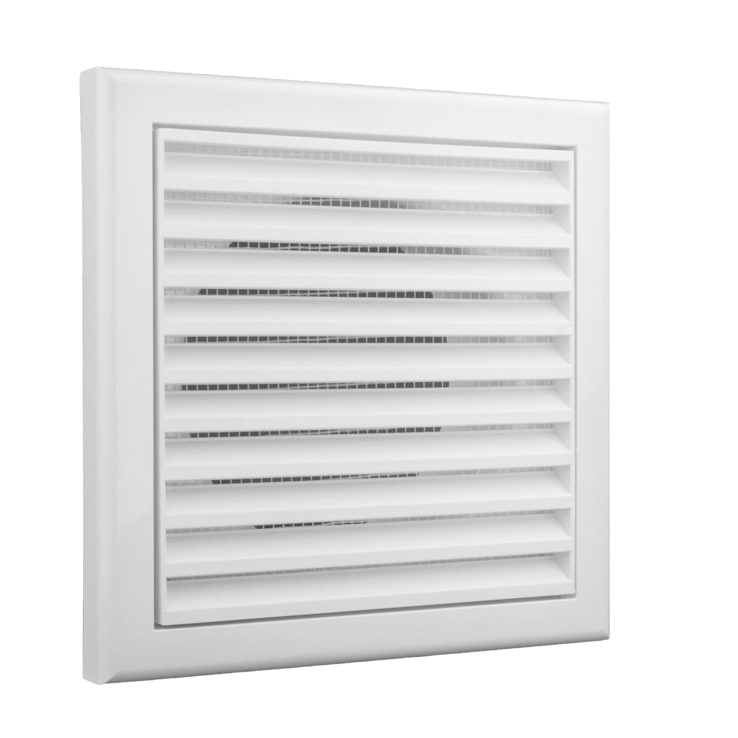 Vents 100mm White Fixed Blade Vent Grille with Fly Mesh – 155x155mm Diameter Wall or Ceiling Air Vent Cover for Bathroom Ventilation