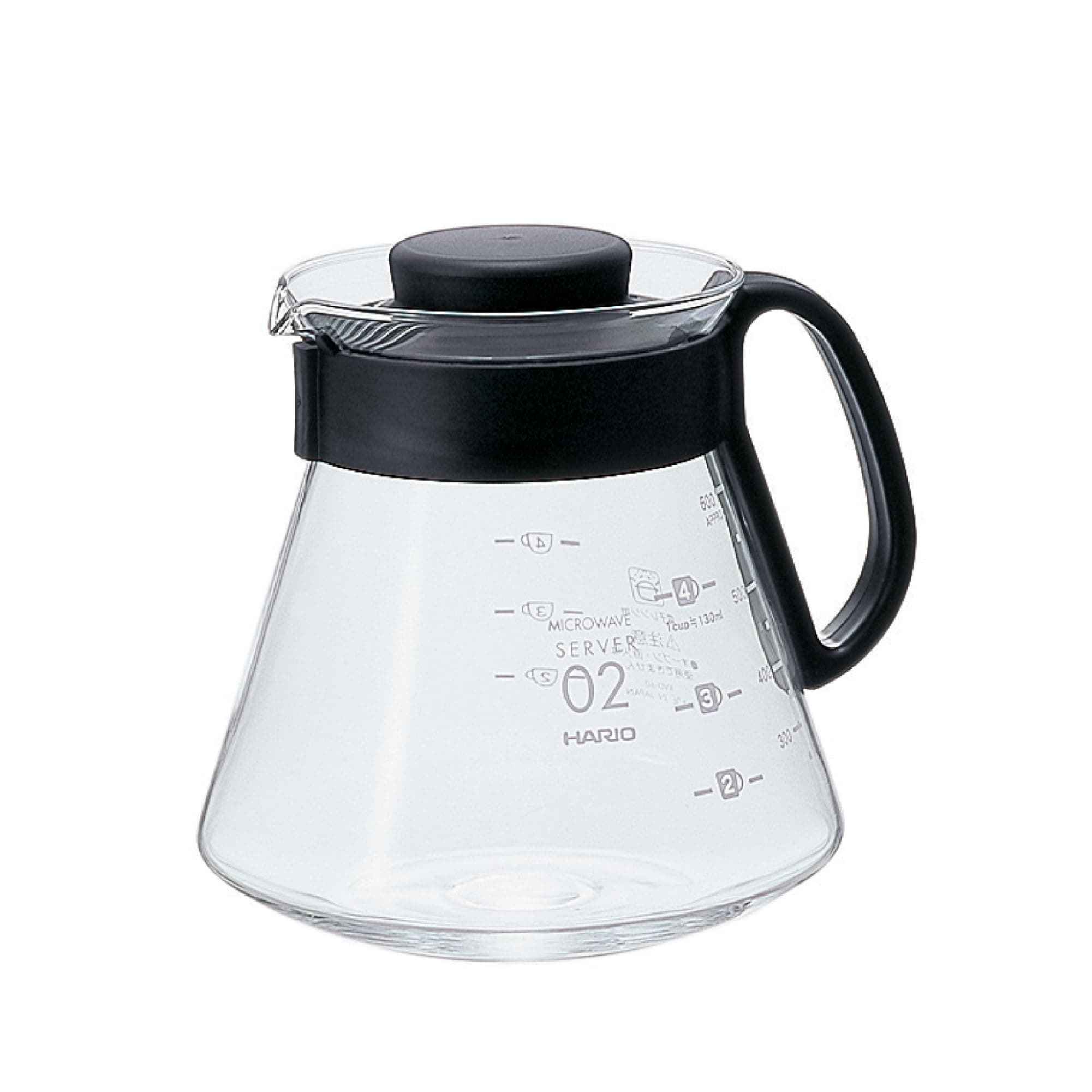 CD-V60-02 CD Cafetière Range Server V60-02 Microwave-600ml, Glass, 600 milliliters, Black, 4 Cup