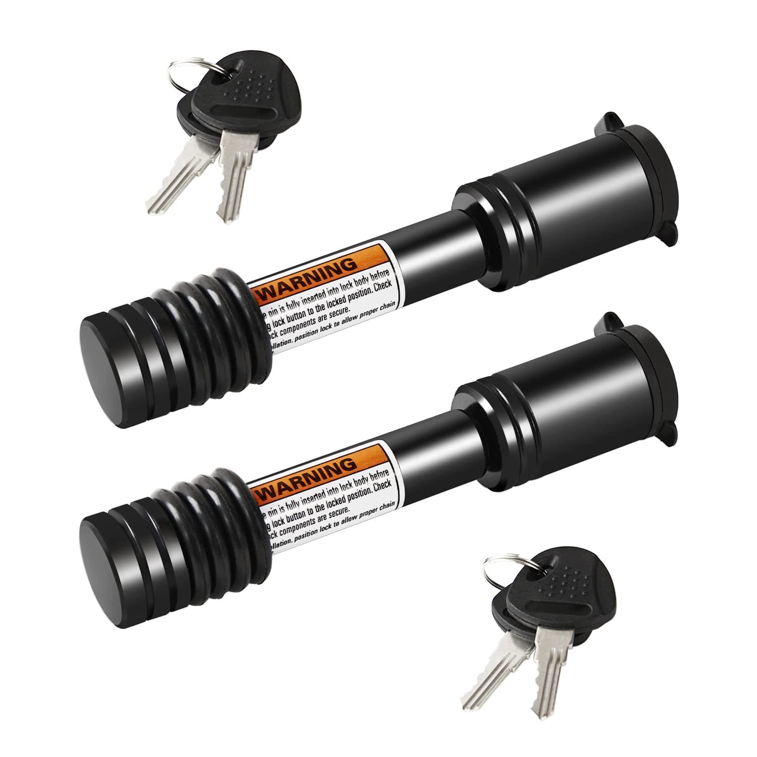 Heavy Duty Trailer Hitch Lock, 5/8" Diameter Lock Pin, Fits 2" Receiver Tubes, Class V Hitch Receivers (2 Pack)