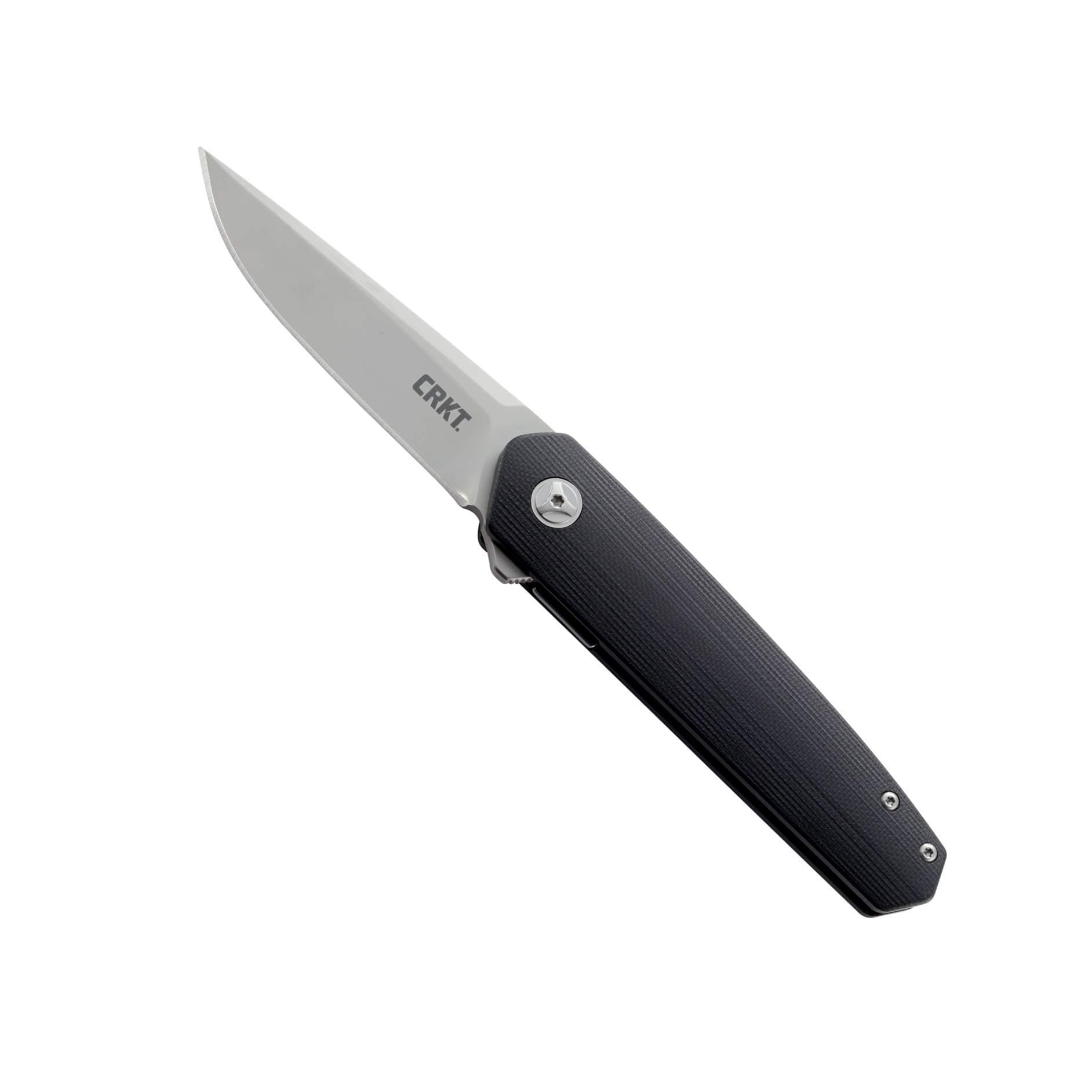 CRKT Cuatro Folding Carry Knife: Plain Edge Folder with Locking Liner - Everyday Carry Folded Knife with IKBS Ball Bearing Pivot System and G10 Handle 7090