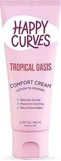 HAPPY CURVES Lotion to Powder Anti Chafing Odor Control Cream for Women: Aluminum-Free Cream for Private Parts, Under Breast, & Body 2.25 Fl Oz (1 Pack, Tropical Oasis)