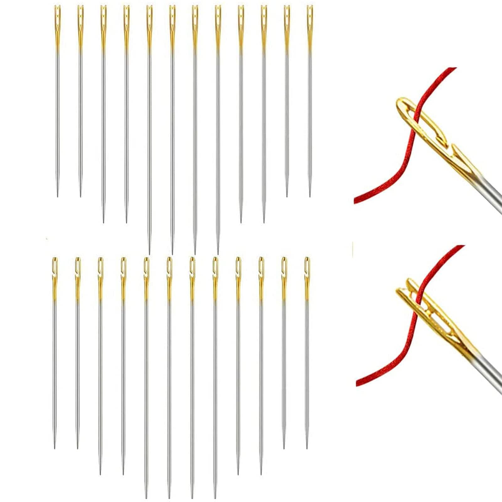 Self Threading Needles One Second Needle Hand Sewing Cloth Needles, 24 Pcs