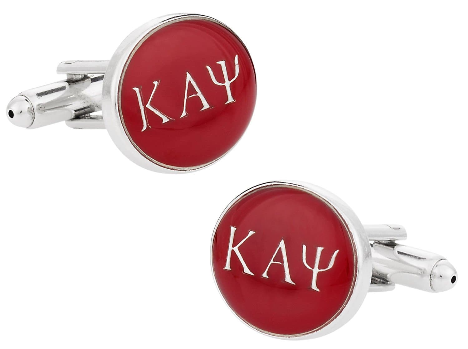Cuff-DaddyKappa Alpha Psi Fraternity Cuff Links with Hard-Sided Presentation Gift Box Paraphernalia - Crimson Red & Silver Storage Travel Special Occasions Cufflinks for Men