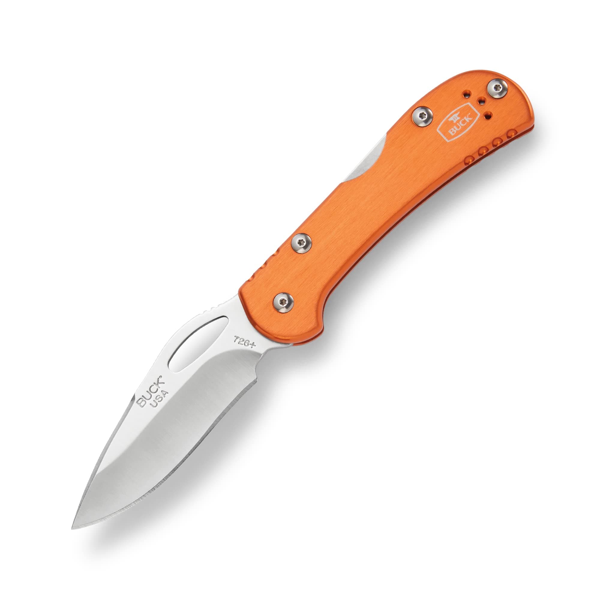 726 Mini Spitfire Folding EDC Knife, 2-3/4” Pocket Knife Blade, Lockback Design, Aluminum Handles, 420HC Stainless Steel Drop Point Folding Blade, Made in the USA, Orange, 2.1 oz