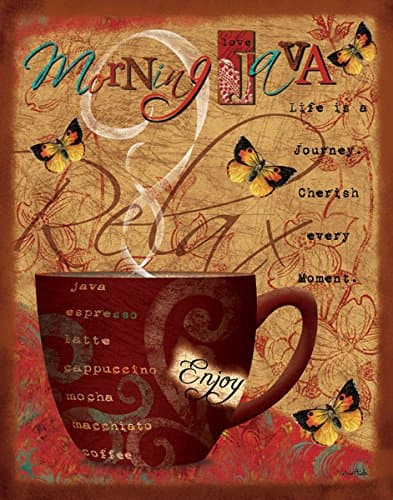 Morning Java Life is a Journey. Cherish Every Moment. - 11x14 Art Print Poster Java Espresso Latte Cappuccino Moca Macchiato Coffee Decor