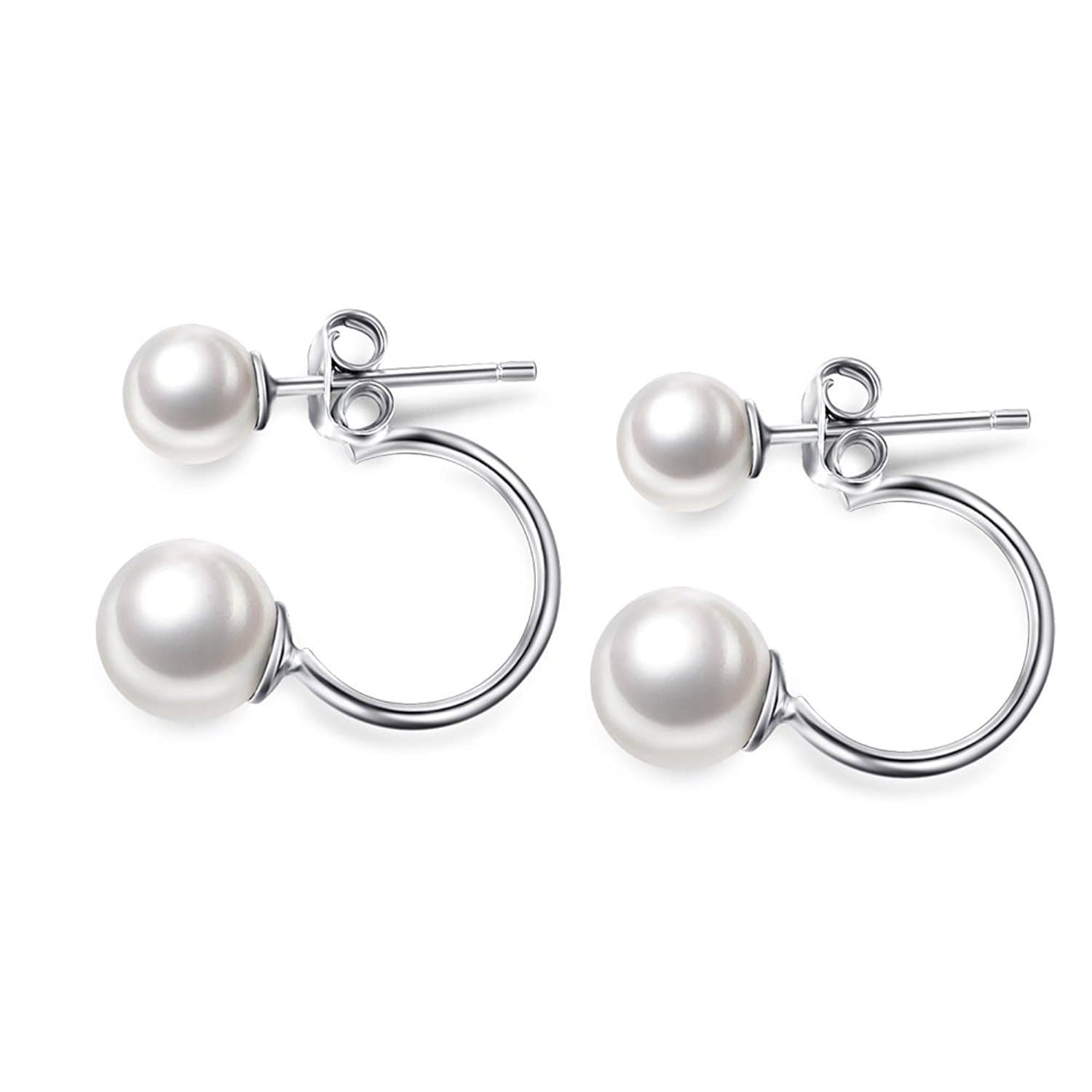 Foreverstore 925 Sterling Silver Pearl Stud Earrings