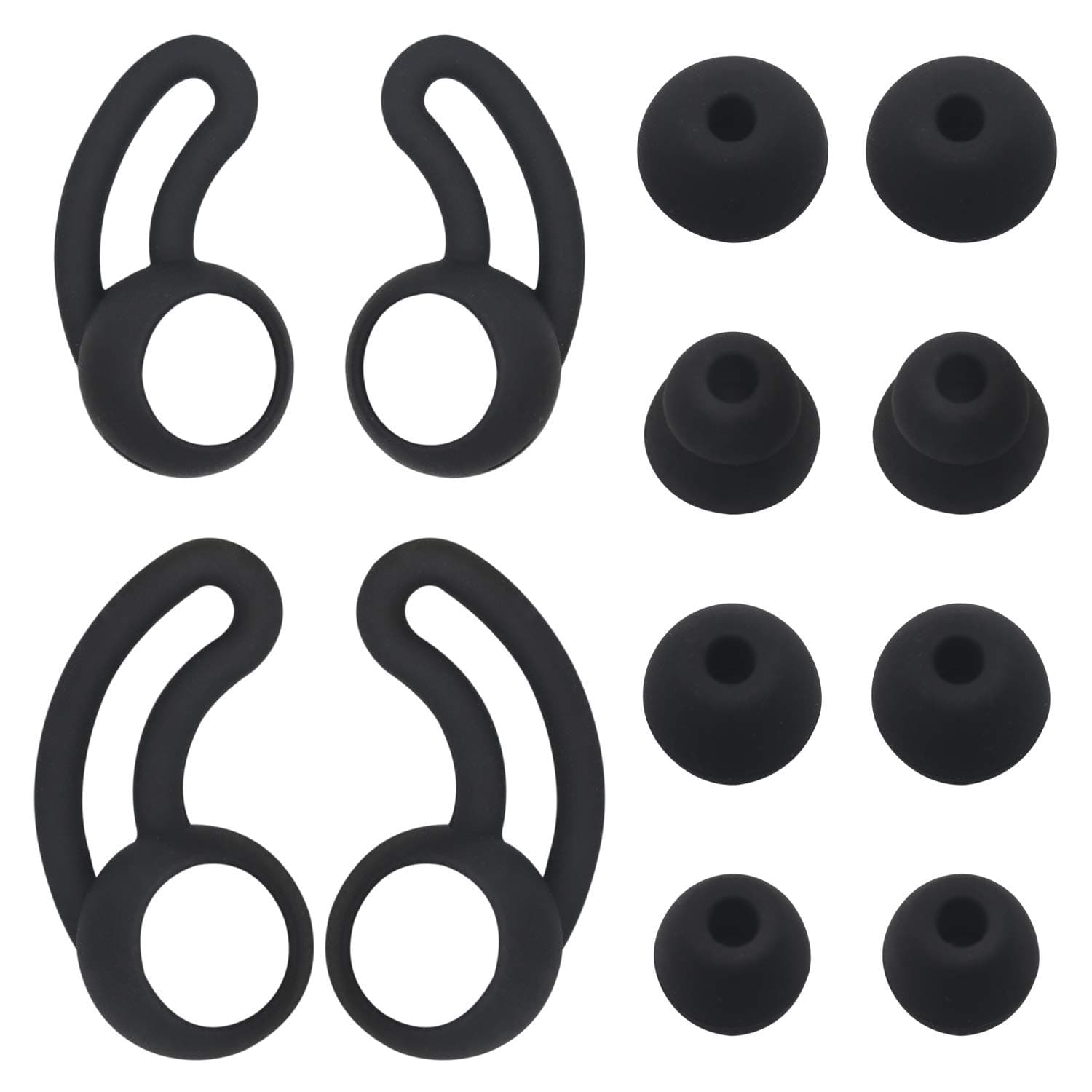 Eartips Wingtips Replacement for BeatsX, Ultra Soft Silicone Earbud Tips Earhook, 4 Pair S/M/L Double Flange Size Eartips & 2 Pair S/L Size Wingtips (Black)