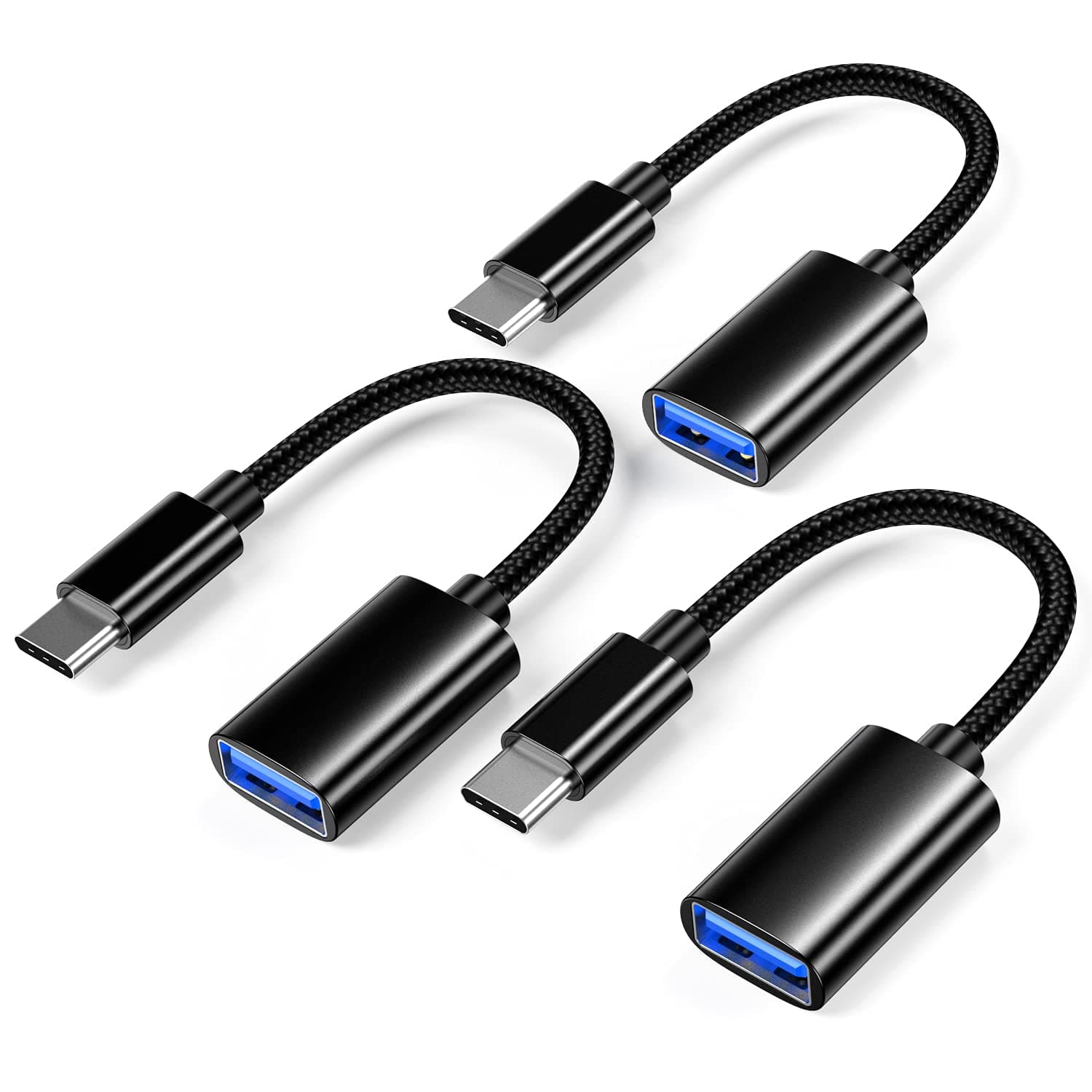 USB C to USB 3.0 Adapter [3 Pack], USB C Male to USB Female OTG Cable Thunderbolt3 to USB Adapter Compatible for MacBook Pro/Air, iPhone 16 Pro Max/16 Plus/16e/15, Samsung Galaxy S25/S24/S23