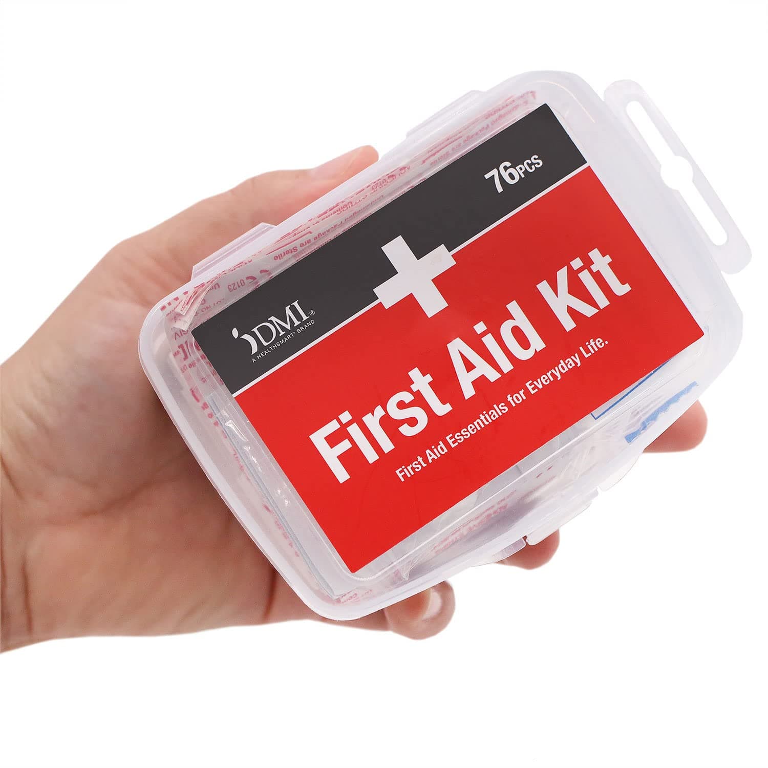 DMI 76-Piece First-Aid Kit, Portable All-Purpose Use for Minor Cuts and Scrapes, Durable Water-Resistant Case, Convenient and Portable for Travel