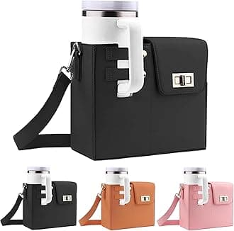 Water Bottle Crossbody Bag for Stanley Bottle, Water Bottle Carrier Bag, Cup Holder, Portable Outdoor Water Cup Holder with Adjustable Shoulder Strap-Black