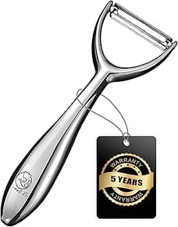 Vegetable Peeler, Premium Stainless Steel Potato Peeler, High Tensile Ultra Sharp Blade Fruit and Food Slicer, Y Shaped with Ergonomic Non-Slip Handle, Dishwasher Safe with 5 Years Warranty