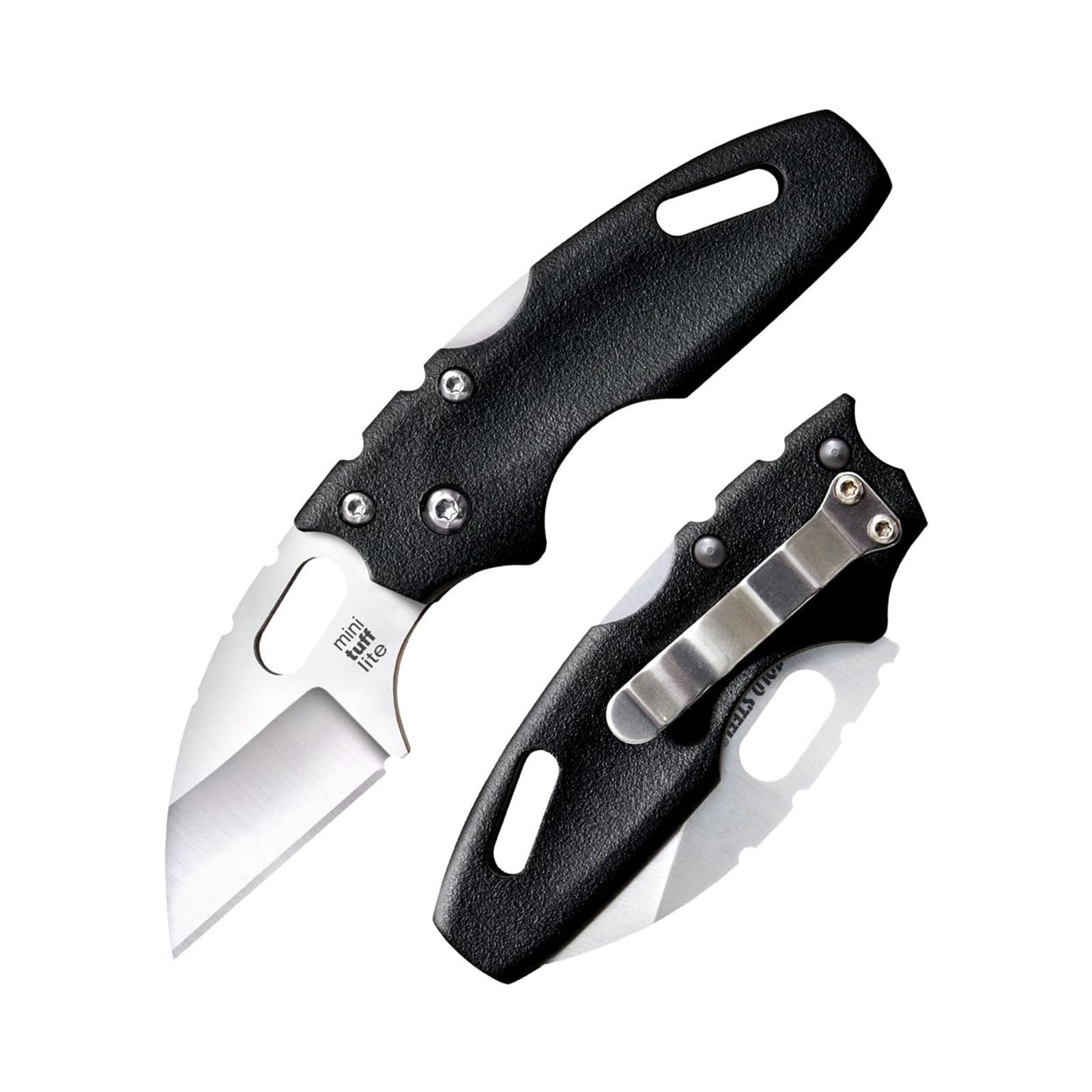 COLD STEEL Mini Tuff Lite 2" 4034SS Sheepsfoot Razor-Sharp Blade 3" Griv-Ex Handle Everyday Carry Pocket Folding Knife w/Tri-Ad Lock