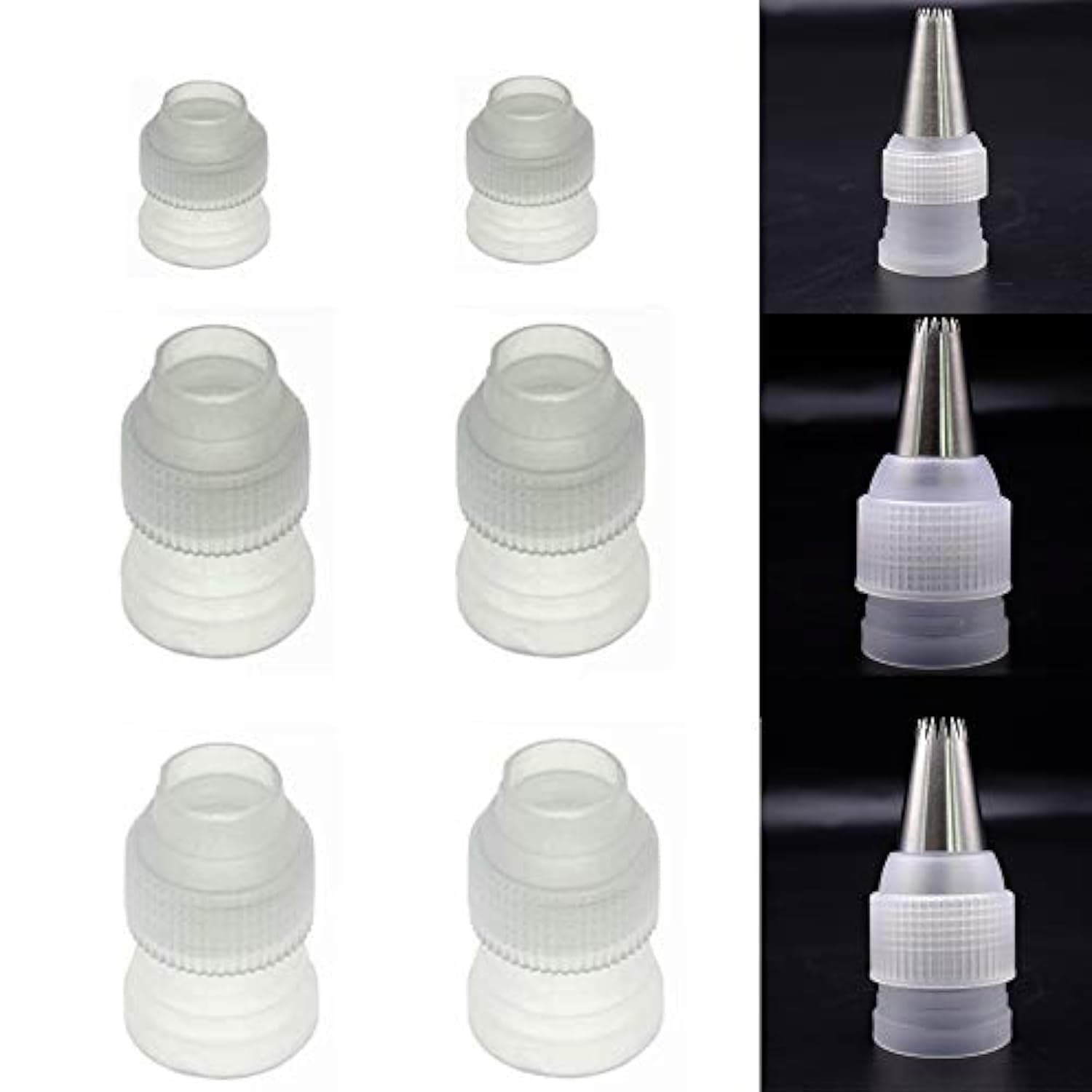 6 Pack Piping Nozzles Coupler, Couplers Adaptor Cake Decorating Tools, 3 Size Couplers for Icing Nozzles