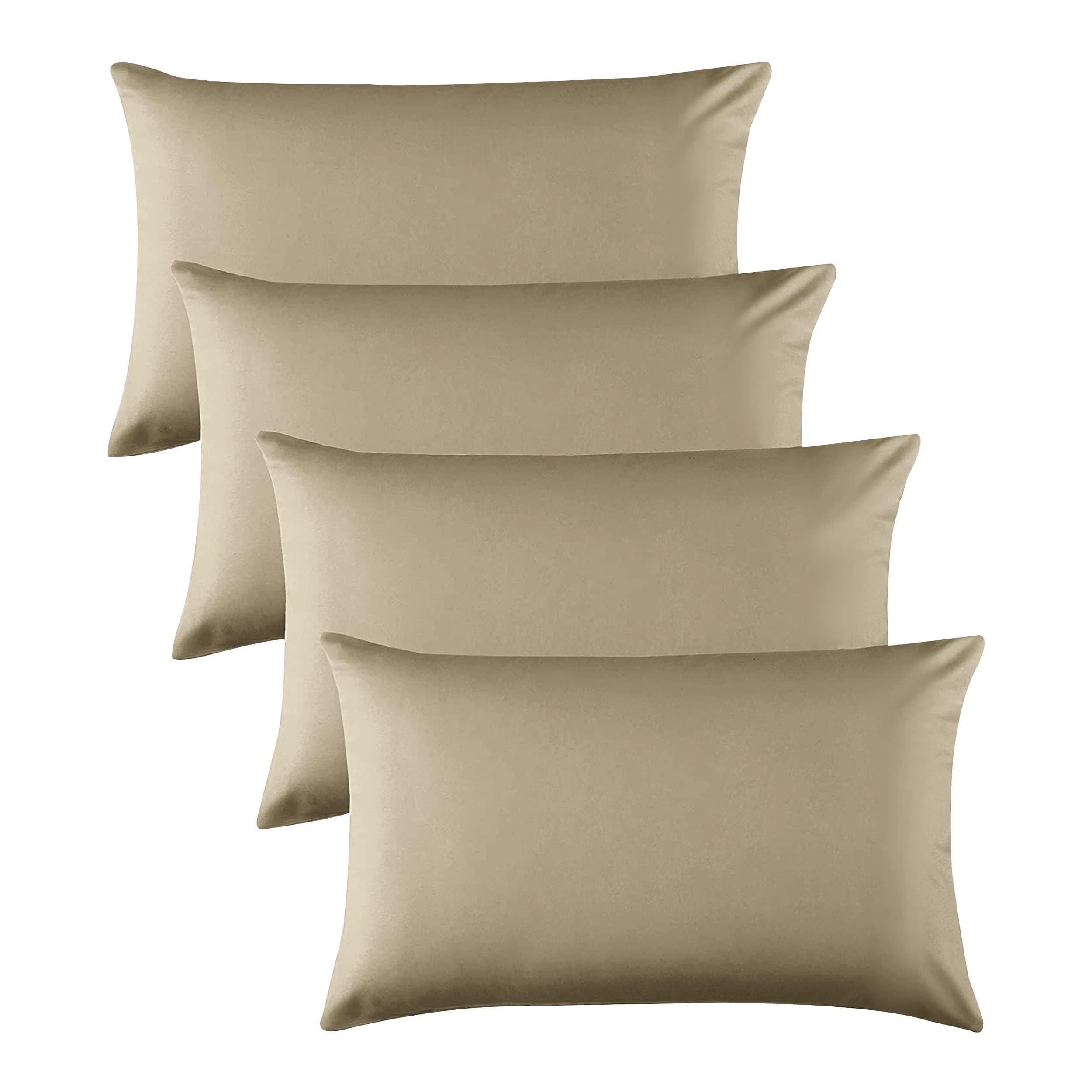 Hafaa Pillow Cases 4 Pack – Easy Care Soft Brushed Microfiber Beige Pillow cases - Wrinkle, Fade, Stain Resistant with Envelope Closure Bed Pillow Covers Protectors, 50x75 cm