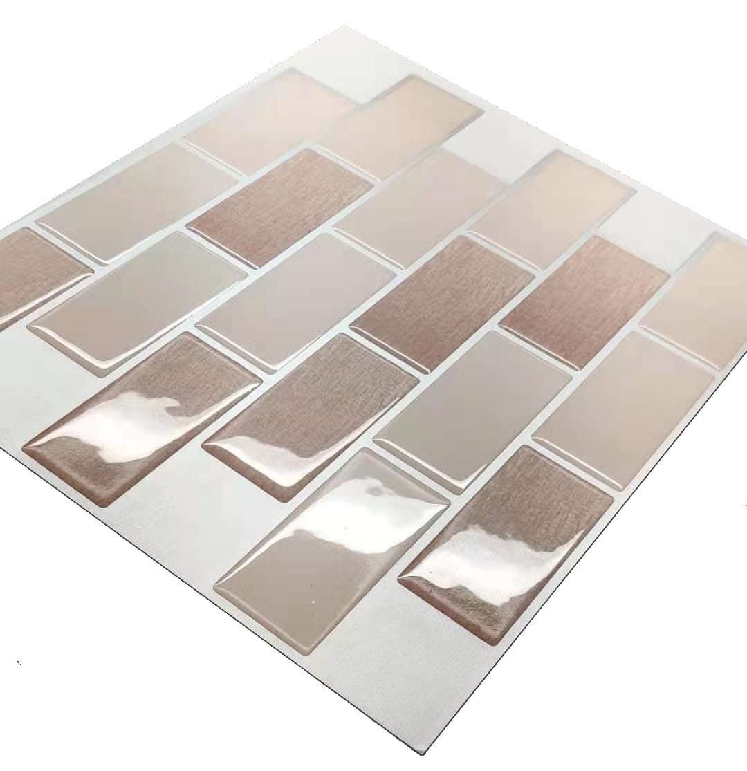 Peel and Stick - Premium Self-Adhesive Peel Stick Wall Tile for Kitchen/Bathroom Backsplash in Brick Style (10"x12" 5 Sheets, Brown)