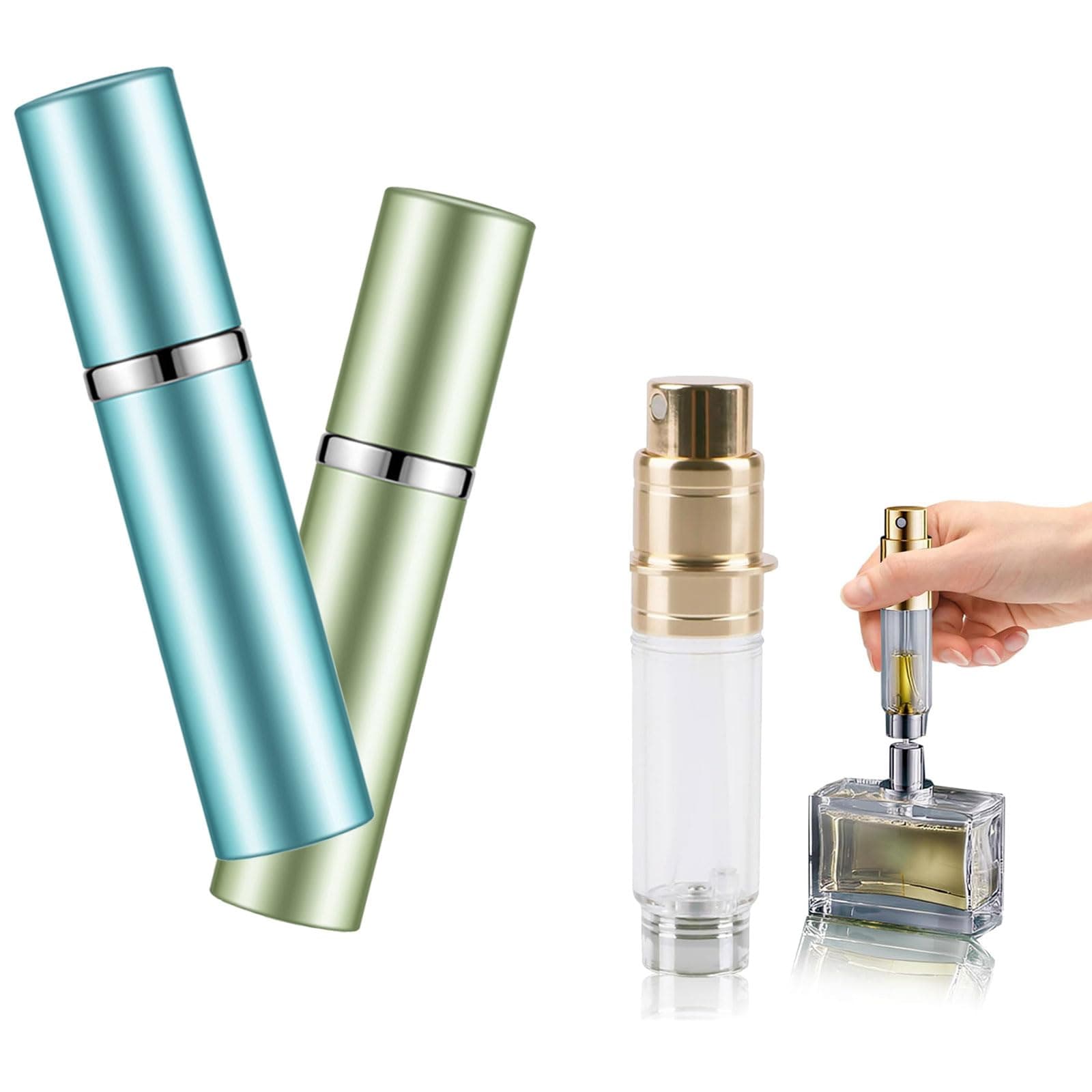 2Pcs Travel Refillable Perfume Bottle : 5ml Mini Portable Perfume Empty Atomisers - Bottom Fill Pocket P-e-r-f-u-m-e Dispenser, Unisex for Travel Vacation Birthday Anniversary