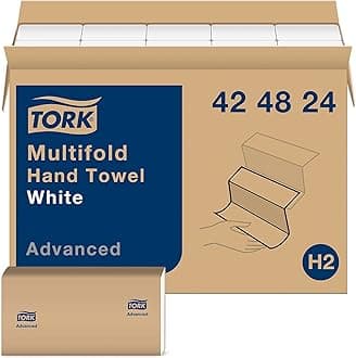Tork Multifold Hand Towel, White, H2, Advanced, strong and absorbent, 1-Ply, 16 x 250 Sheets - 424824
